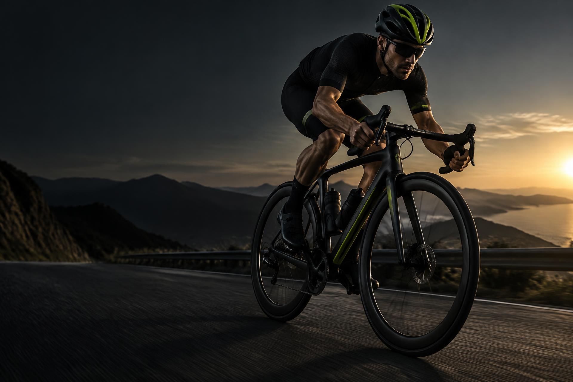 Ciclista de estrada em alta performance